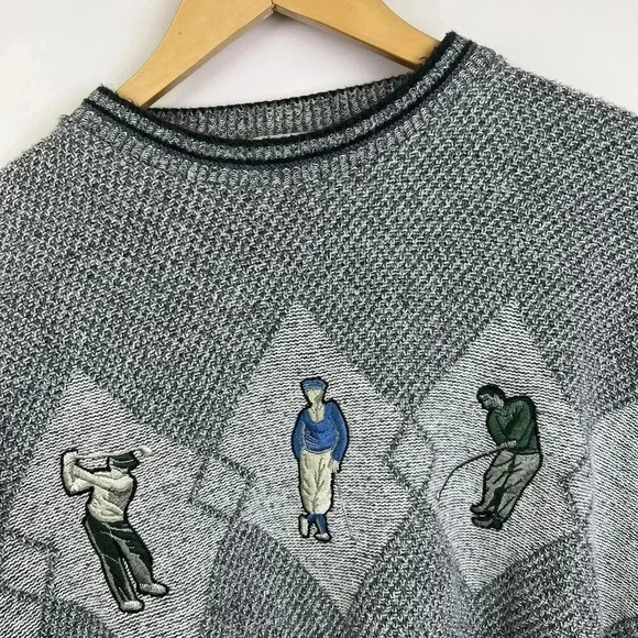 Vintage Golf Sweatshirt with Iconic Embroidered Motifs Grand Slam 90s - Picture 4 of 7